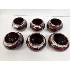 Vintage Nasco Brown Drip Soup bowls set of 6
